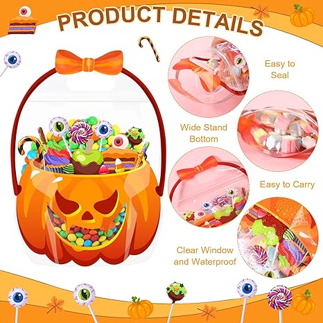 🔥🍬🎃 Transparente, versiegelte Kürbisbeutel für Halloween-Geschenke🎁