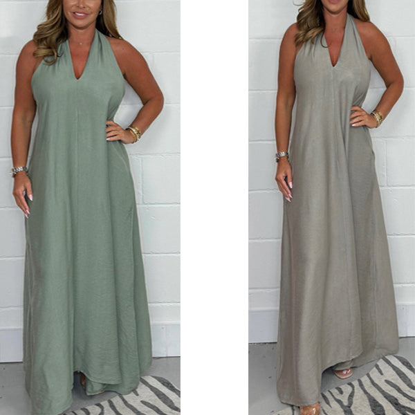 Robe longue fluide Ă dos en T pour femmes