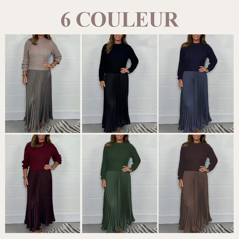 🥰Robes plissées à col rond pour femmes, élégantes et stylées