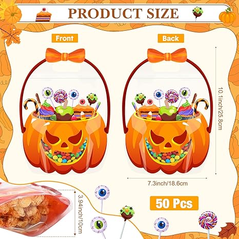 🔥🍬🎃 Transparente, versiegelte Kürbisbeutel für Halloween-Geschenke🎁