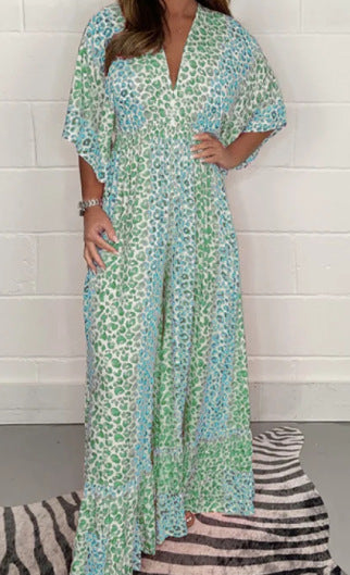 🔥Dernier Jour De Promotion - 56% de réduction💃2024 NOUVEAU STYLE Robe col V imprimé léopard💝