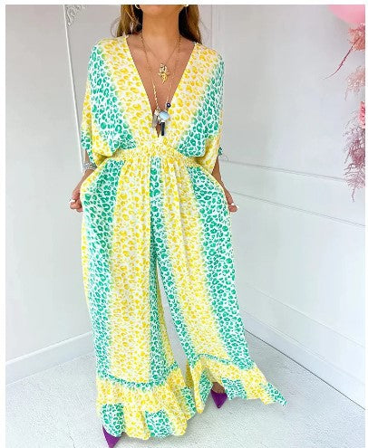 🔥Dernier Jour De Promotion - 56% de réduction💃2024 NOUVEAU STYLE Robe col V imprimé léopard💝