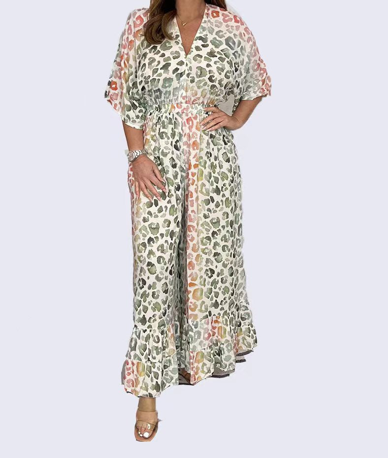 🔥Dernier Jour De Promotion - 56% de réduction💃2024 NOUVEAU STYLE Robe col V imprimé léopard💝