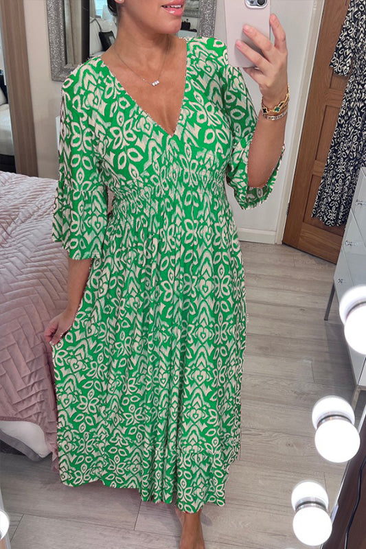 š„Rabais saisonnier de 50%š„Robe Ć fleurs Ć col en V