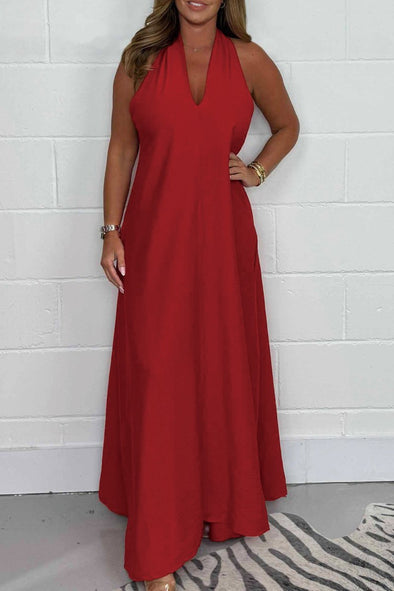 Robe longue fluide Ă dos en T pour femmes