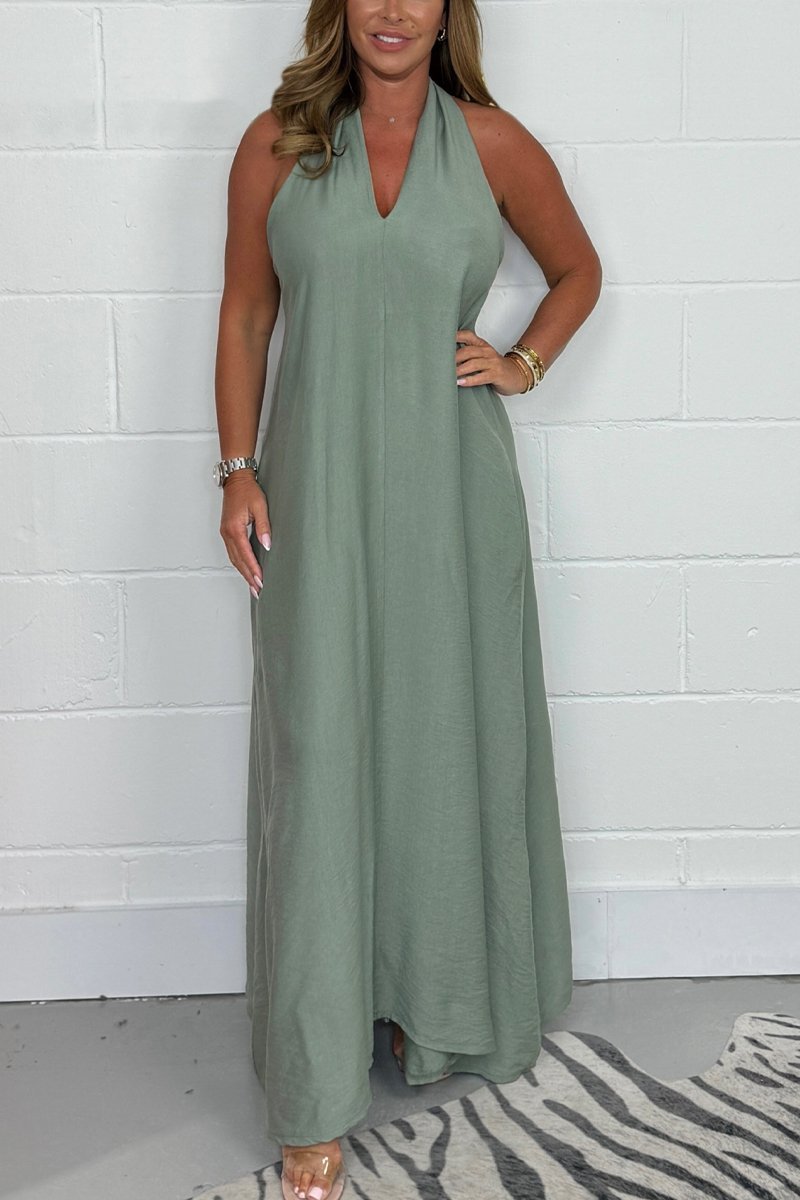 Robe longue fluide Ă dos en T pour femmes