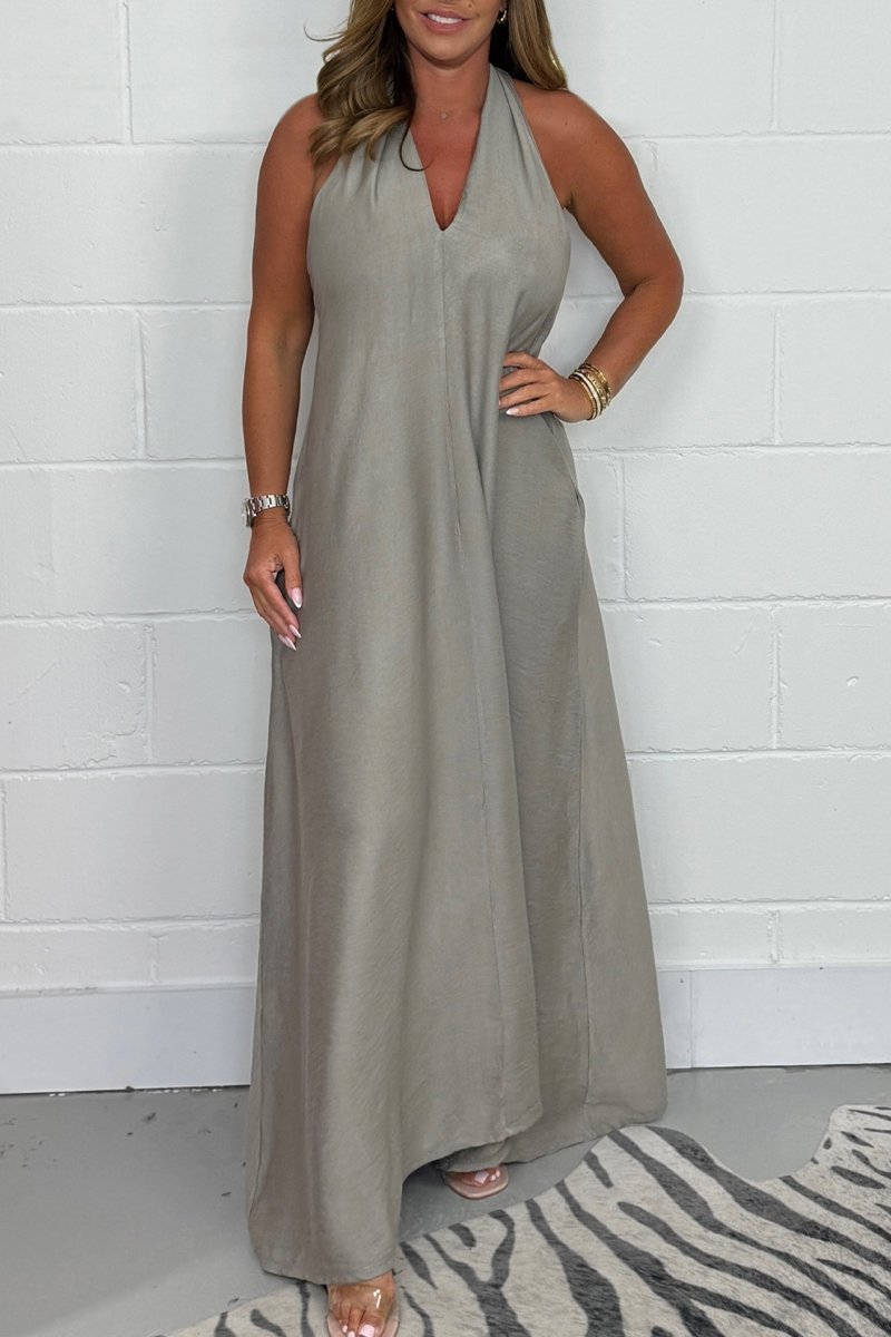Robe longue fluide Ă dos en T pour femmes