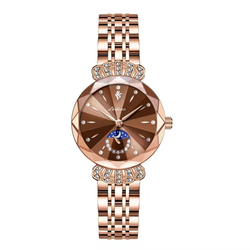 🔥Vente de la Saint-Valentin🔥 Montre Étoile Et Lune À La Mode En Diamant Pour Femmes
