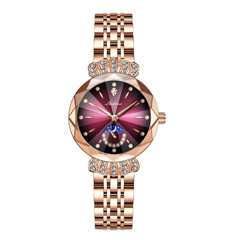 🔥Vente de la Saint-Valentin🔥 Montre Étoile Et Lune À La Mode En Diamant Pour Femmes
