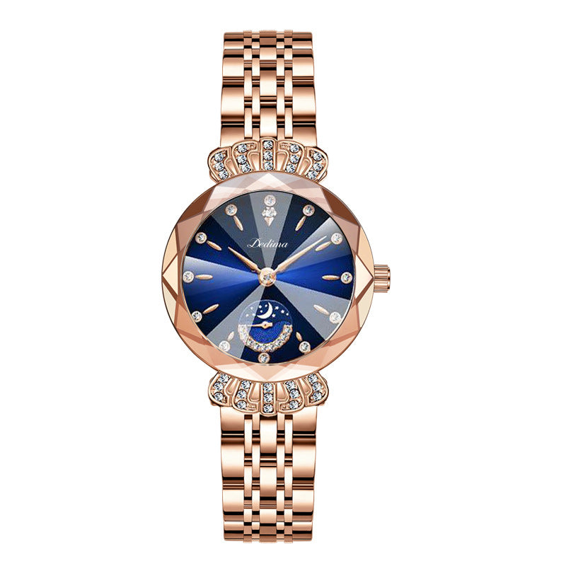 🔥Vente de la Saint-Valentin🔥 Montre Étoile Et Lune À La Mode En Diamant Pour Femmes