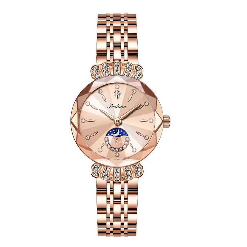 🔥Vente de la Saint-Valentin🔥 Montre Étoile Et Lune À La Mode En Diamant Pour Femmes