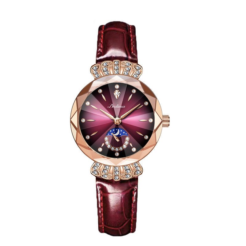🔥Vente de la Saint-Valentin🔥 Montre Étoile Et Lune À La Mode En Diamant Pour Femmes