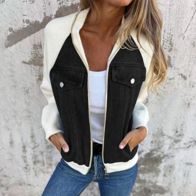 🔥 Promotion de Printemps : -50% 🔥 Veste en denim à fermeture éclair pour femmes