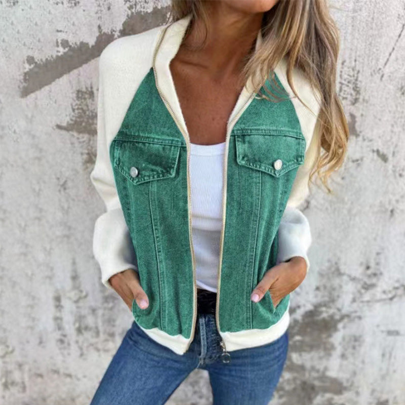 🔥 Promotion de Printemps : -50% 🔥 Veste en denim à fermeture éclair pour femmes