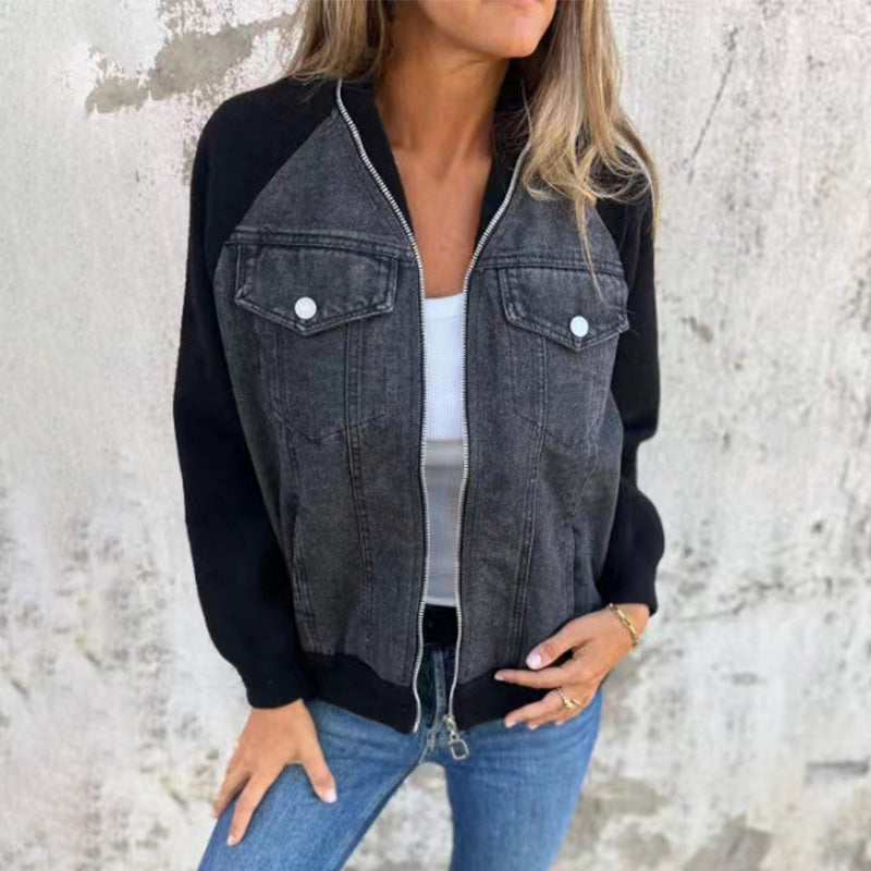 🔥 Promotion de Printemps : -50% 🔥 Veste en denim à fermeture éclair pour femmes