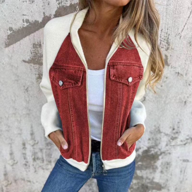 🔥 Promotion de Printemps : -50% 🔥 Veste en denim à fermeture éclair pour femmes