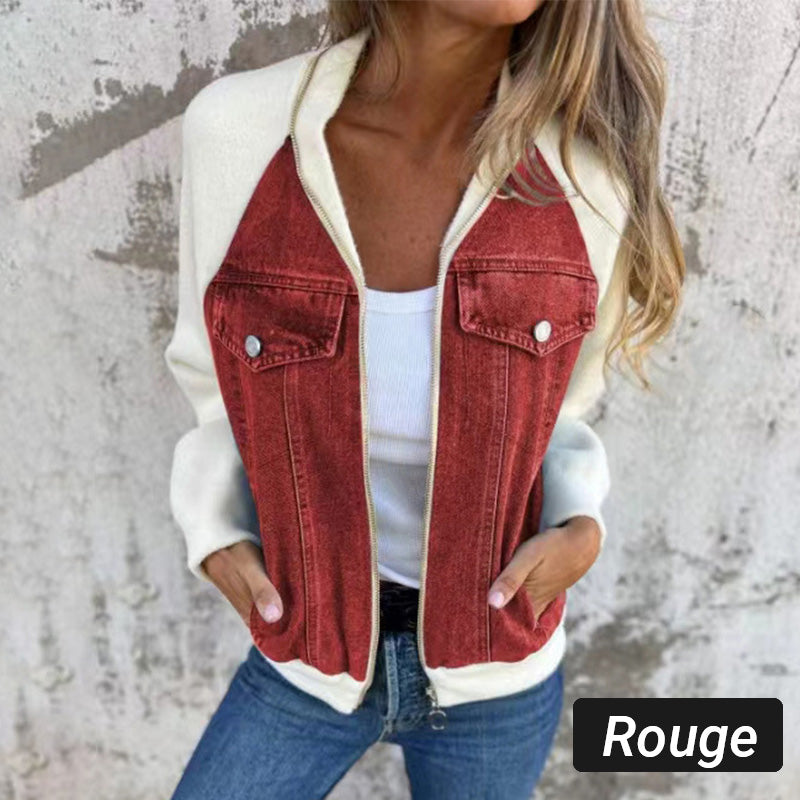 🔥 Promotion de Printemps : -50% 🔥 Veste en denim à fermeture éclair pour femmes