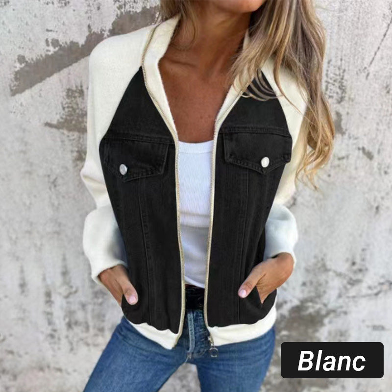 🔥 Promotion de Printemps : -50% 🔥 Veste en denim à fermeture éclair pour femmes