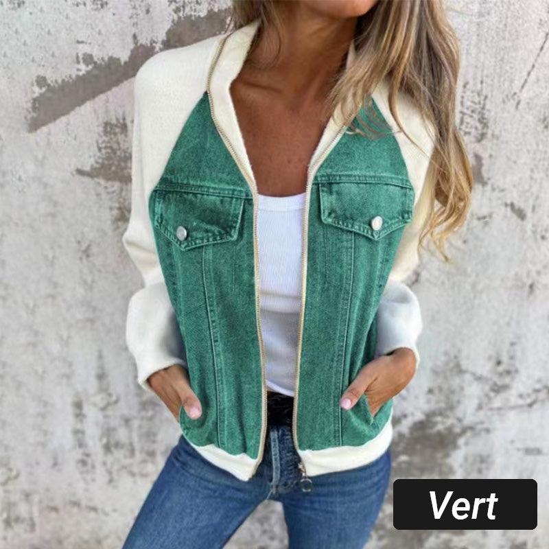 🔥 Promotion de Printemps : -50% 🔥 Veste en denim à fermeture éclair pour femmes