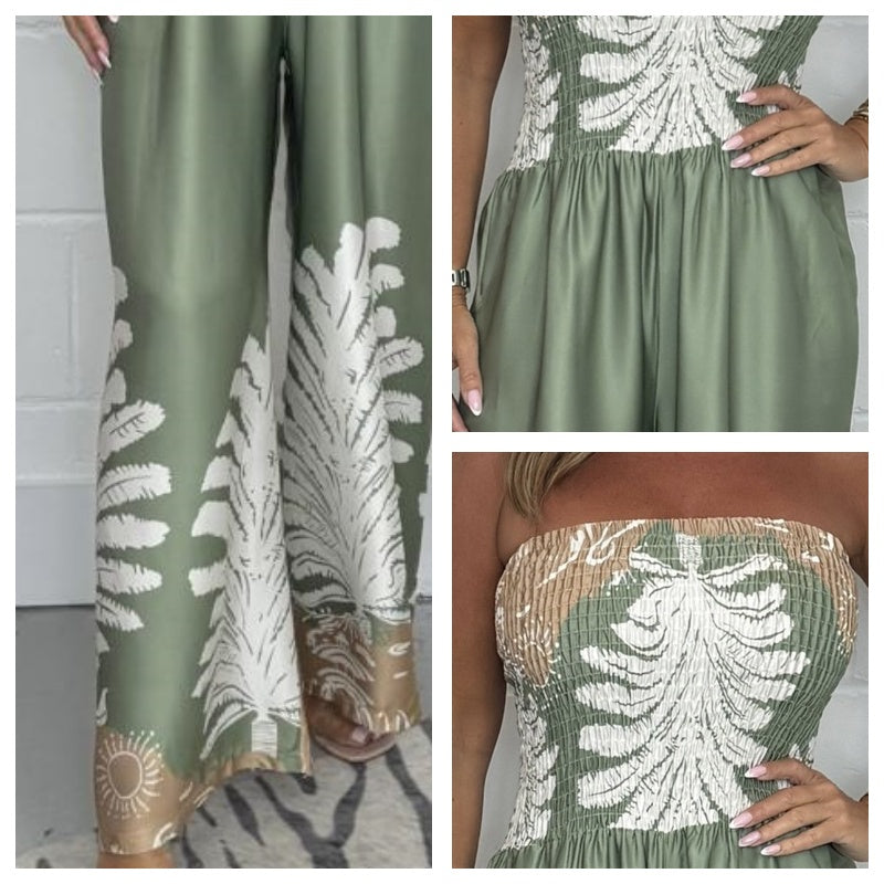 Sexy zomerprint losvallende strapless jumpsuit voor dames💖49% KORTING
