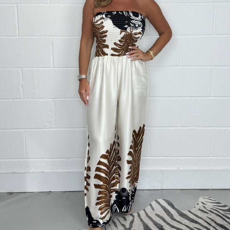 Sexy zomerprint losvallende strapless jumpsuit voor dames💖49% KORTING