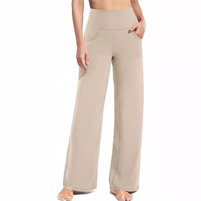 Pantalon large élastique taille haute pour femme - super extensible