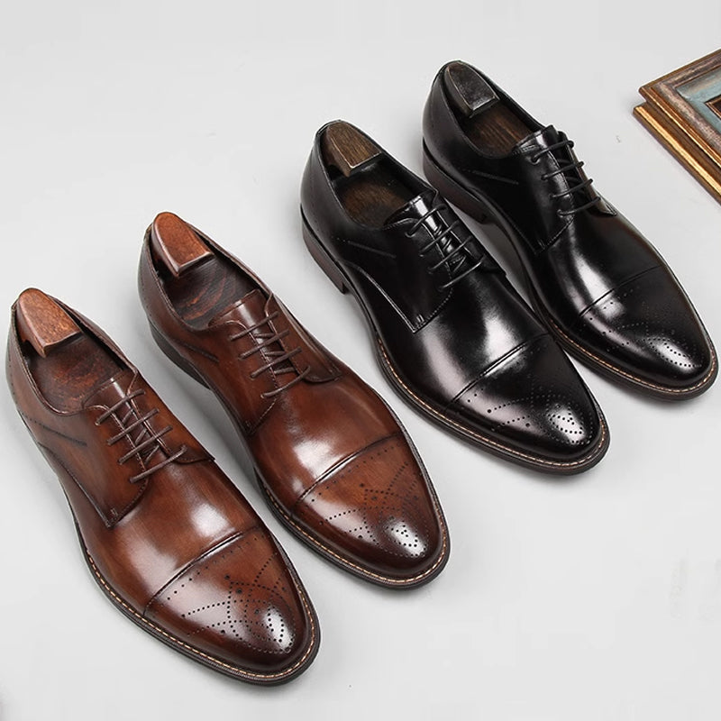 Chaussures En Cuir Véritable Haut De Gamme Pour Hommes Paul™, Superbement Sculptées
