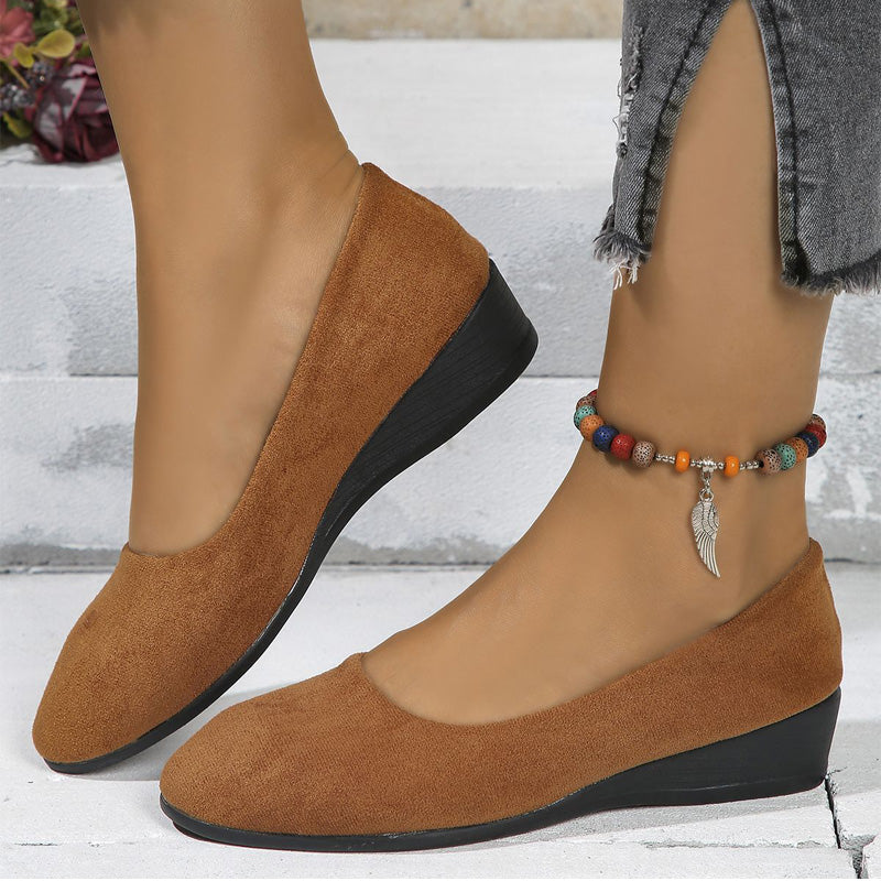 Chaussures élégantes et légères à talon compensé bas antidérapant