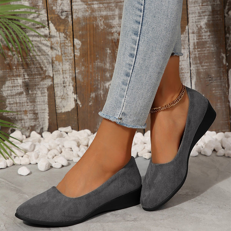 Chaussures élégantes et légères à talon compensé bas antidérapant