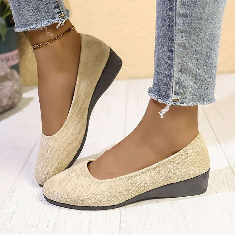 Chaussures élégantes et légères à talon compensé bas antidérapant