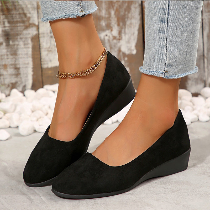 Chaussures élégantes et légères à talon compensé bas antidérapant