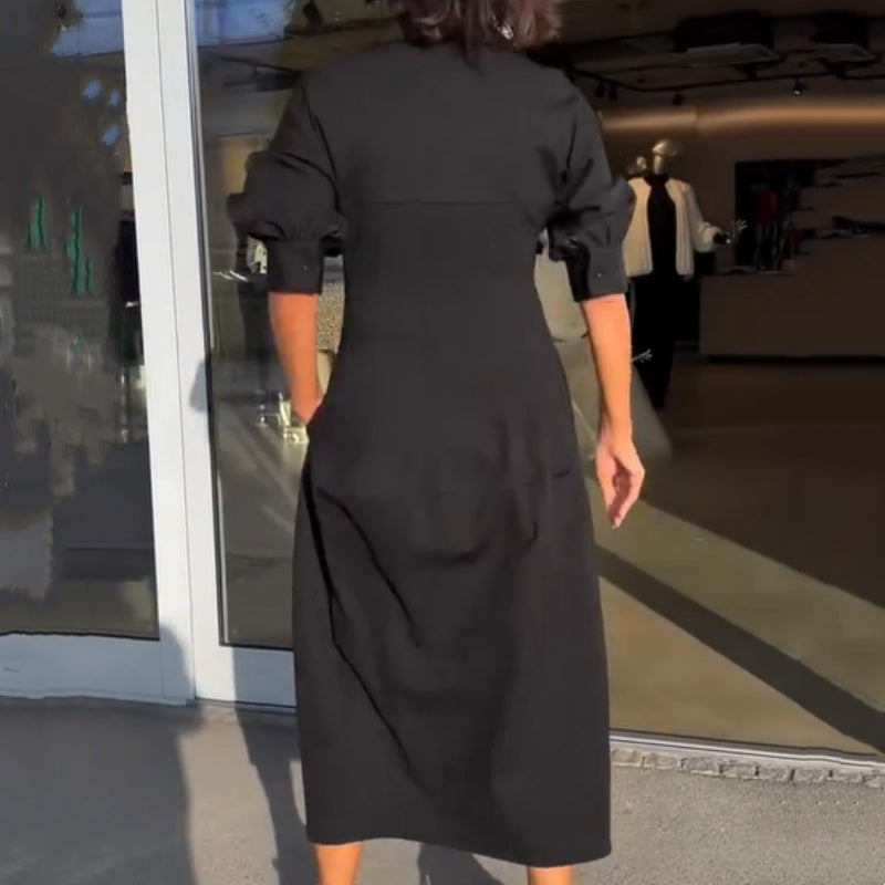 👗Remise de printemps 50%🔥Robe midi à col en V pour femme avec col