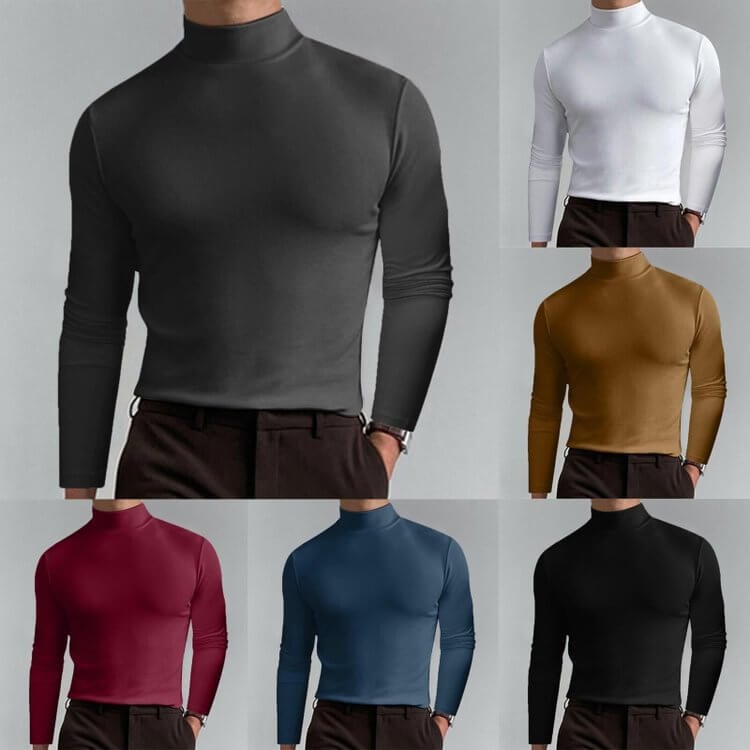 👕 50% DE RÉDUCTION ! ✨ T-shirt Homme à Col Montant - Coupe Adjustable et Tissu Respirant, Idéal pour Sport ou Quotidien 🏃♂️📦