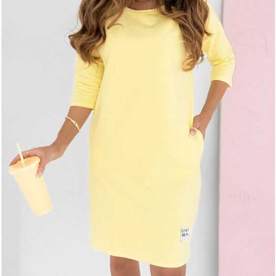 🌸Spécialités Printemps🌸 Robe col rond manches 3/4 avec poches