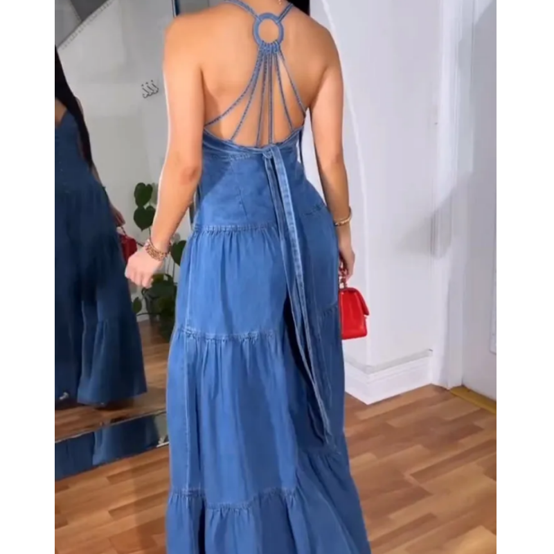 Combinaison dos nu sexy à col en V pour femme
