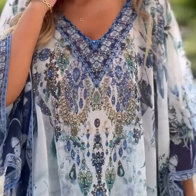 🔥Robe asymétrique pour femme avec col en V et coupe ample