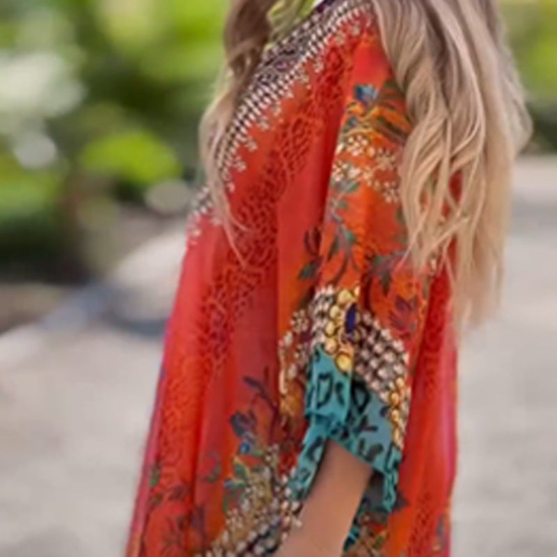 🔥Robe asymétrique pour femme avec col en V et coupe ample