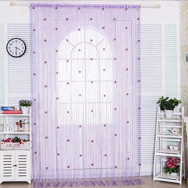 Rideau De Porte à Fleurs Roses