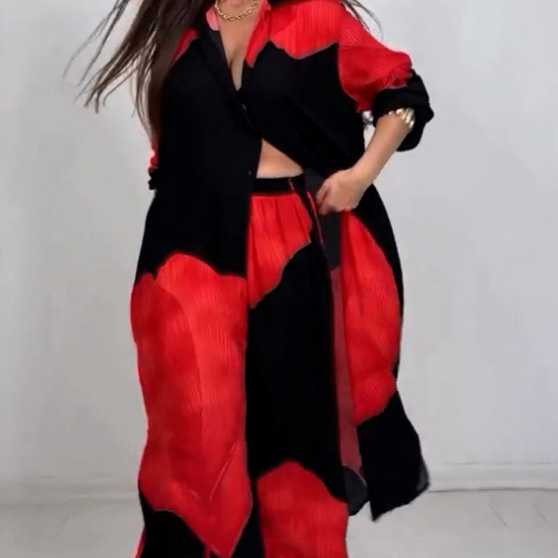 Ensemble chemise longue boutonnée et pantalon à cordon de serrage(Livraison gratuite ✈️)