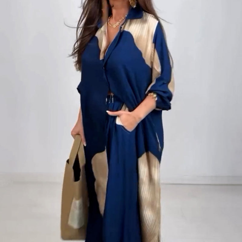 Ensemble chemise longue boutonnée et pantalon à cordon de serrage(Livraison gratuite ✈️)