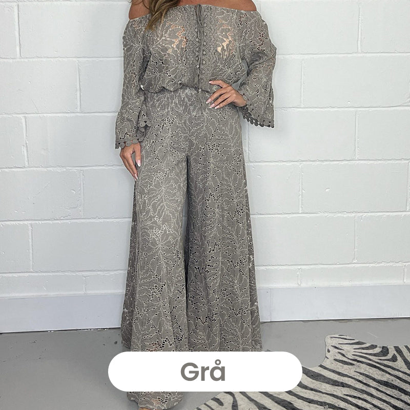 🔥Vente à chaud - 49 % de réduction🔥Ensemble deux pièces femme : haut en dentelle + pantalon large