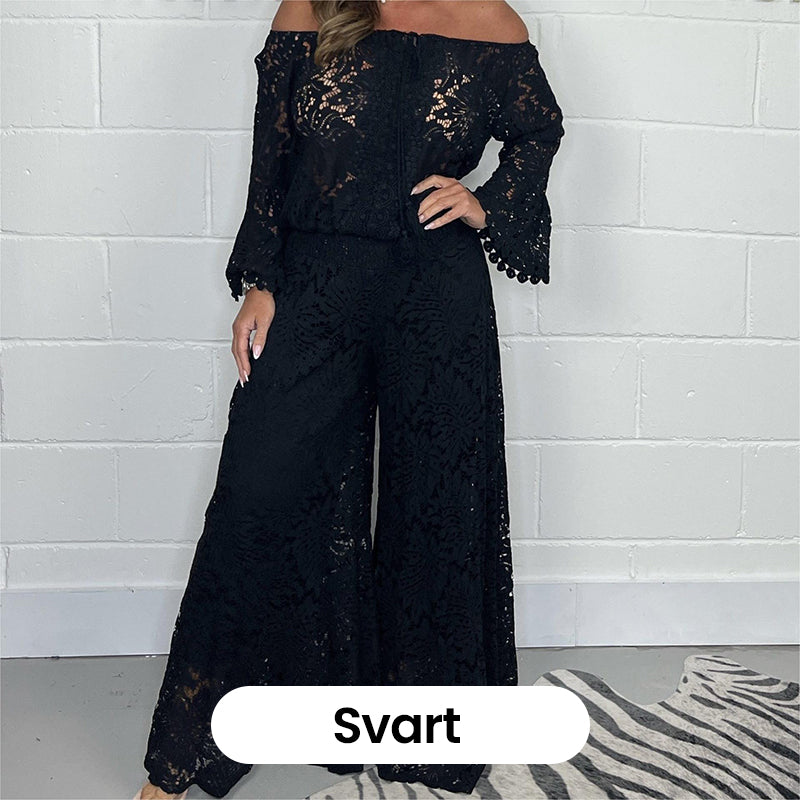 🔥Vente à chaud - 49 % de réduction🔥Ensemble deux pièces femme : haut en dentelle + pantalon large