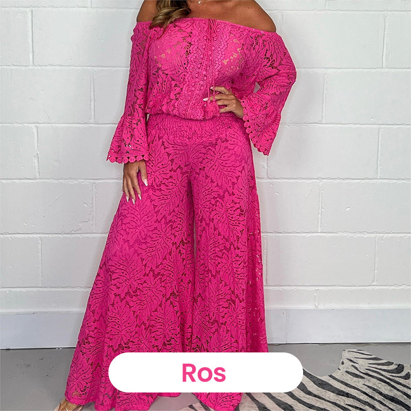 🔥Vente à chaud - 49 % de réduction🔥Ensemble deux pièces femme : haut en dentelle + pantalon large