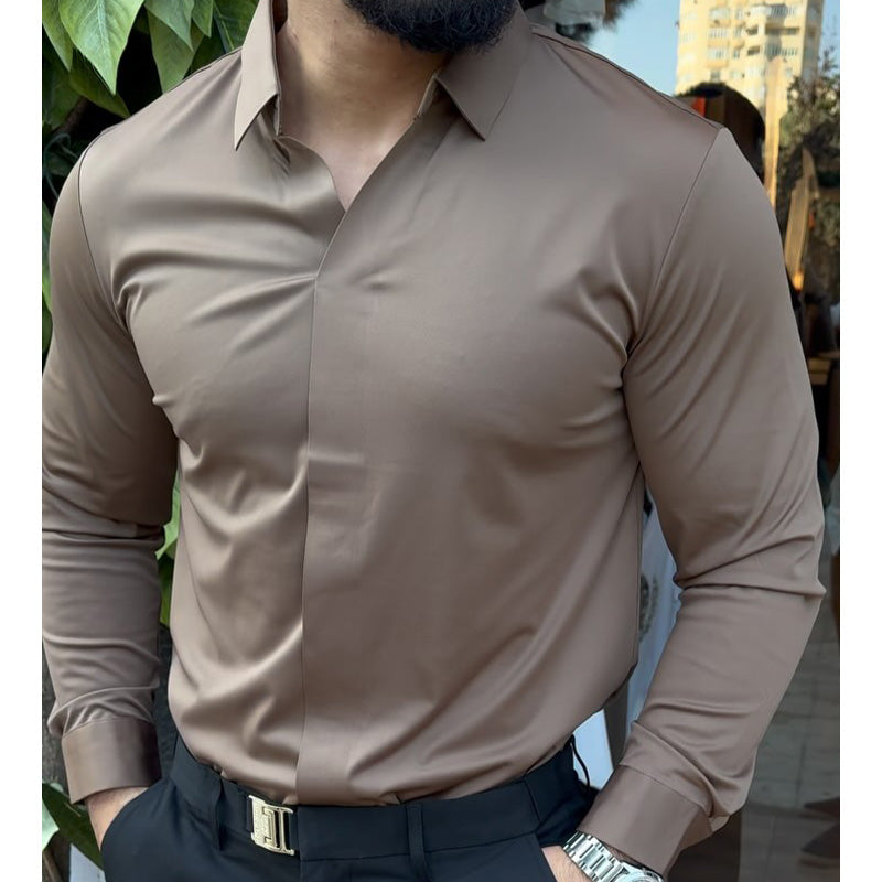 Chemise décontractée coupe ajustée unie pour homme🔥Achetez 2 livraisons gratuites