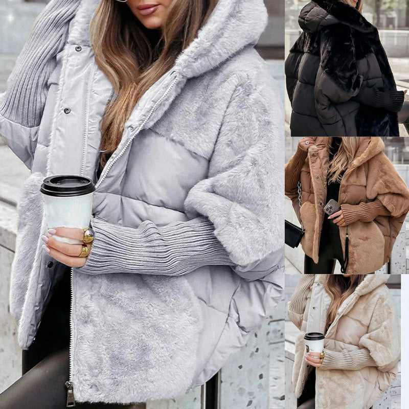 🔥Pré-réchauffement hivernal - Remises énormes🔥🧣Manteau bouffant tricoté surdimensionné de luxe pour femme - Incontournable de l'hiver avec un design patchwork et une chaleur maximale !✨