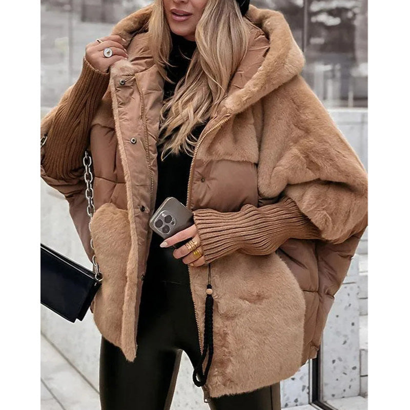 🔥Pré-réchauffement hivernal - Remises énormes🔥🧣Manteau bouffant tricoté surdimensionné de luxe pour femme - Incontournable de l'hiver avec un design patchwork et une chaleur maximale !✨