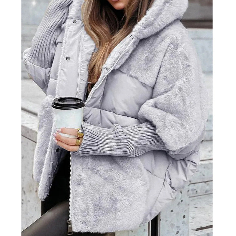 🔥Pré-réchauffement hivernal - Remises énormes🔥🧣Manteau bouffant tricoté surdimensionné de luxe pour femme - Incontournable de l'hiver avec un design patchwork et une chaleur maximale !✨