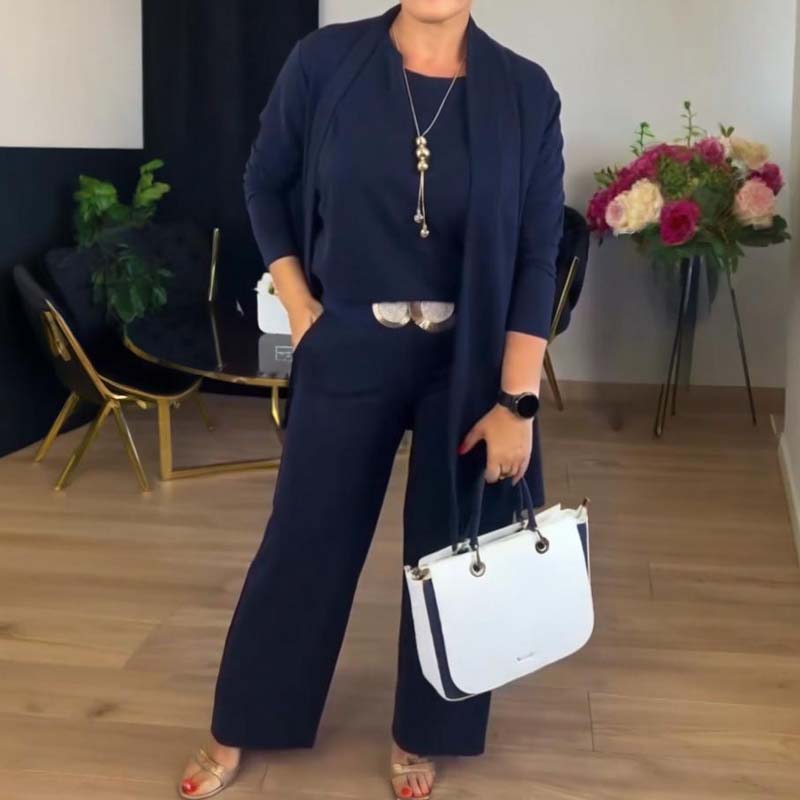 Ensemble 3 pièces élégant comprenant un cardigan long, un haut et un pantalon🔥