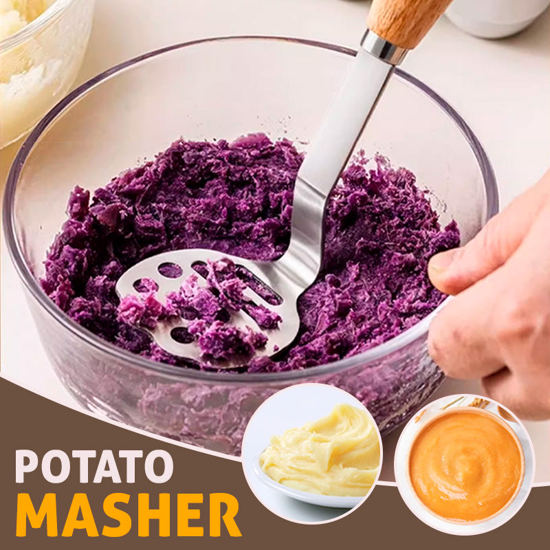 🥄Votre aide de cuisine - Presse-purée en acier inoxydable avec manche en bois