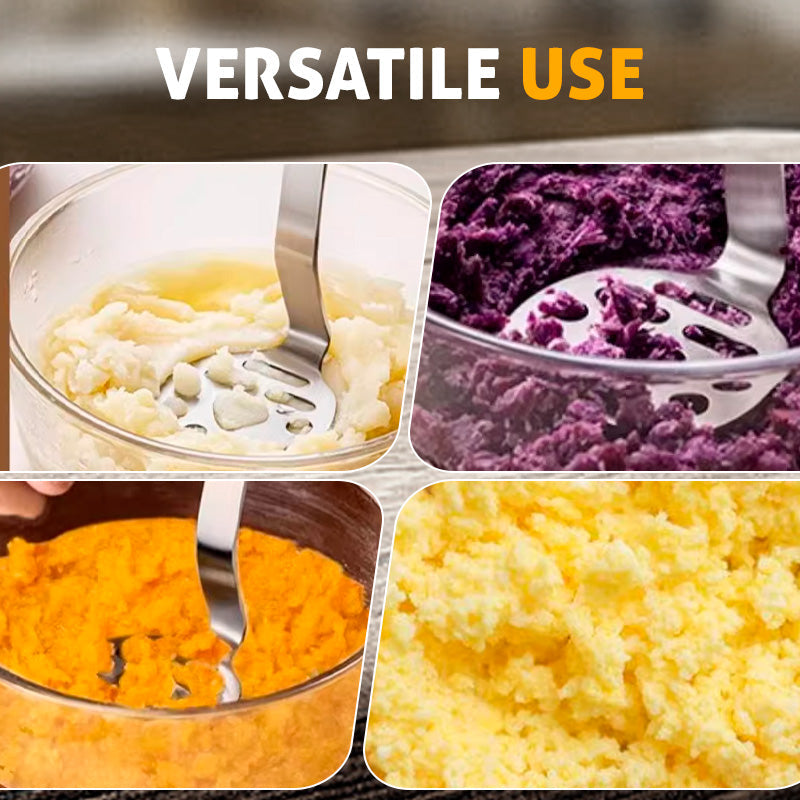 🥄Votre aide de cuisine - Presse-purée en acier inoxydable avec manche en bois